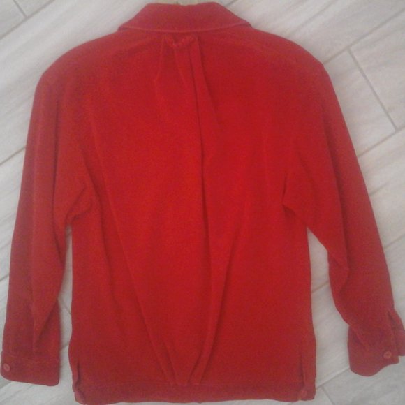 Barnaby Red Velveteen Button Front Jean Shirt Jacket      Size S - Picture 3 of 3